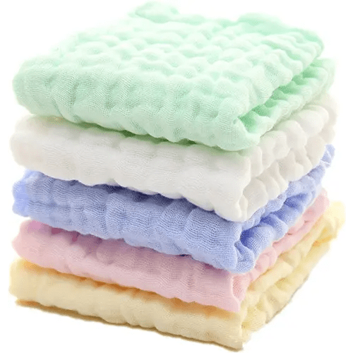 MUKIN Baby Washcloths - Natural Cotton Baby Wipes - Soft Newborn Face Towel and Washcloth for Sensitive Skin, Registry as Shower, 5 Pack 12x12 inches