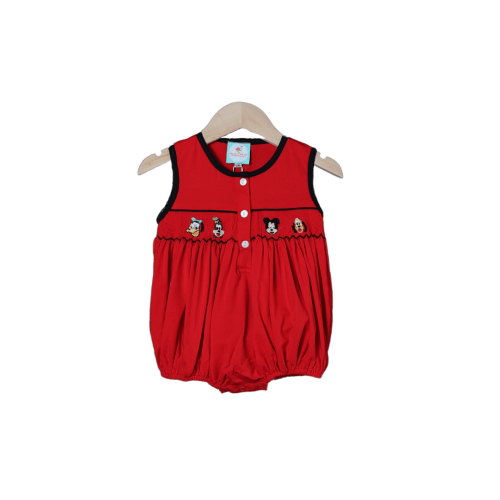 Smocked Mouse Gang Red Knit Bubble