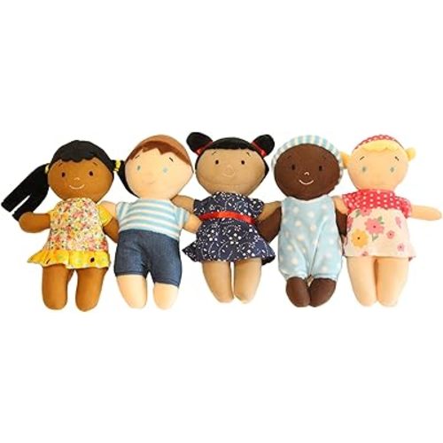 Diversity Buddies Plush Diversity Dolls - Multicultural Dolls for Kids | Multicultural Baby Dolls, Different Races Dolls, Multi-Ethnic Multiracial Dolls | Daycare Toys - 8" - Set of 5