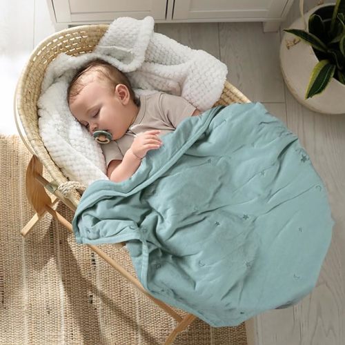 Lulu moon Baby Crib Blanket - Jersey Cotton Crib Quilt for Infant and Toddler Bedding - Lightweight Nursery Quilted Blanket for Girls and Boys 30x40''(Sage)