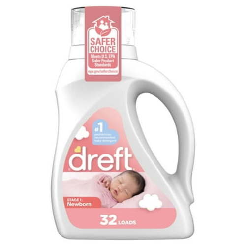 Dreft Stage 1: Newborn Baby Hypoallergenic Liquid Laundry Detergent, Pediatrician Recommended, 32 Loads, 46 fl oz