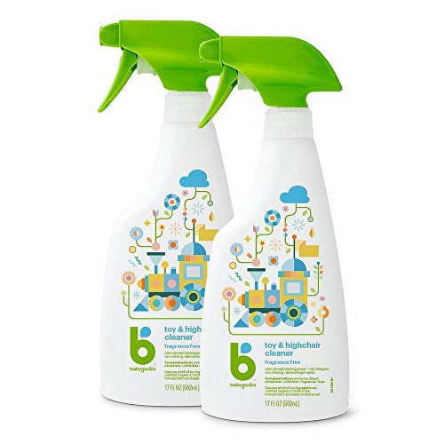 Babyganics Toy & Highchair Cleaner, 17-Fluid Ounce Bottles (Pack of 2), Packaging May Vary