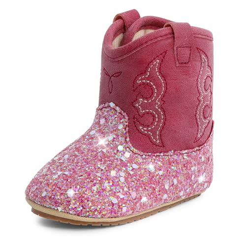 MK MATT KEELY Leather Western Boots Cowboy Bootie Soft Sole Non-Slip Crib Shoes for Baby Infant Toddler Girls Boys Newborn