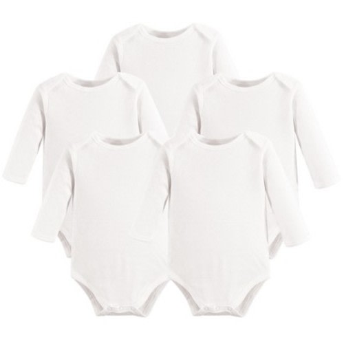 Touched By Nature Organic Cotton Long-sleeve Bodysuits 5pk, White