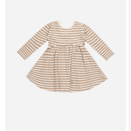 Ribbed Long Sleeve Dress || Golden Stripe – Quincy Mae