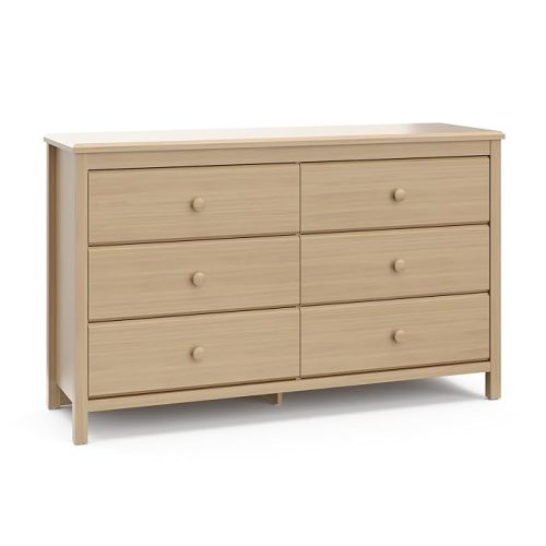 Storkcraft Alpine 6-Drawer Dresser (Driftwood) – GREENGUARD Gold Certified, Brown Dresser for Bedroom, Kids & Nursery Storage Drawers, Safety Interlocking Drawers, Pre-Installed Tracks, Kids Bedroom