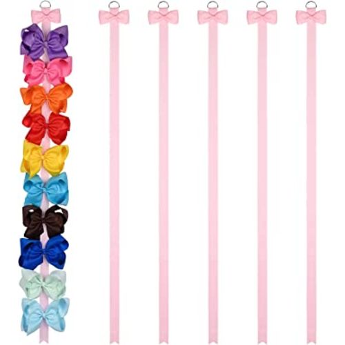 DEEKA 6 PCS 40" Long Bow Holders for Girls Clip Hair Bows Organizer - Pink