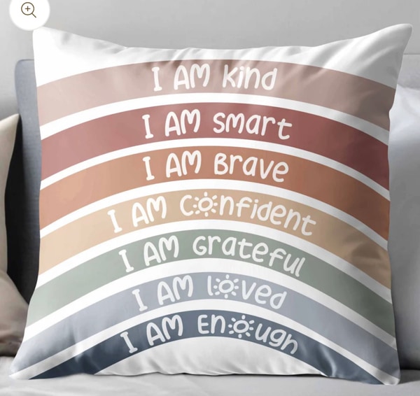I Am Kind, Smart, Brave, Personalized Positive Affirmations, Custom Pillow, Gift for Self-love Advocates – ALMAGEMS