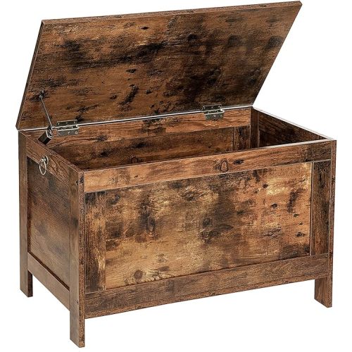 Toy Box, Retro Wooden Look Storage Chest with Safety Hinge, Entryway Storage Bench Supports 220 lb, 29.9 x 15.7 x 18.9 Inches Toy Chest Organizer, Easy Assembly (Rustic Brown) BF75CW01G1