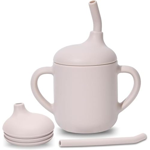 Silicone Baby Sippy Cups, Shatterproof Silicone Straw Cup, Sippy Cups for Toddlers 1-3, Open Cup for Baby, 6+ Months