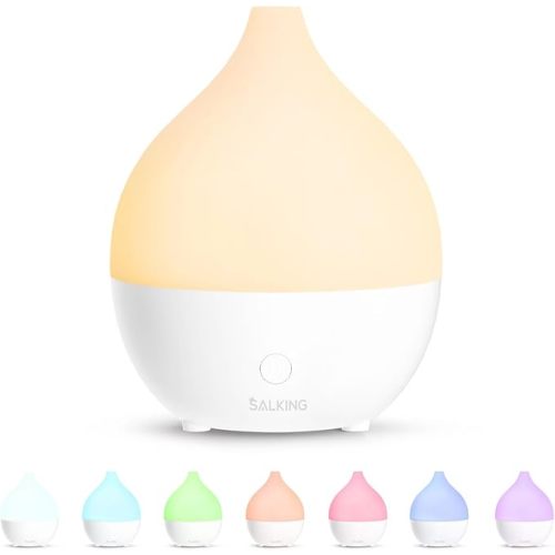 SALKING Essential Oil Diffuser (Set of 2 Dark), 100ml Small Ultrasonic Aromatherapy Diffuser for Essential Oils, Auto Shut-Off, Cool Mist Humidifier with Warm White Light, for Office Home