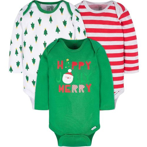 Gerber unisex-baby 3-pack Holiday Long-sleeve Onesies
