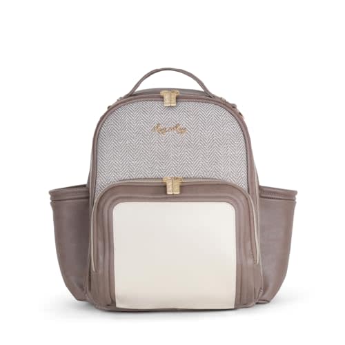 Itzy Ritzy Mini Diaper Bag Backpack – Chic, Compact Mini Plus Backpack with Changing Pad, 10 Pockets (6 Internal, 4 External), Grab-Top Handle & Rubber Feet (Vanilla Latte)