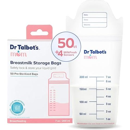 Dr. Talbot's Mom Breastmilk Storage Bags with 4 MilkFresh Sensors - 50 Count