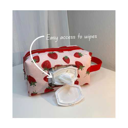 Pink Strawberry Diaper & Wipe Pouch | Diaper Bag | Diaper Pouch | Baby Shower Gift | First time mom Gift |