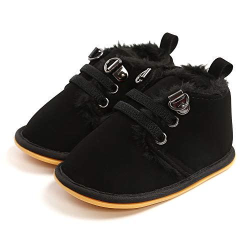 CARREAN Baby Boys Girls Booties Fleece Anti-Slip Soft Sole Boots Toddler First Walker Warm Shoes