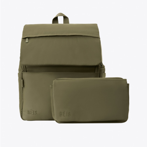 BÉIS 'The Ultimate Diaper Backpack' in Olive - Green Backpack Diaper Bag
