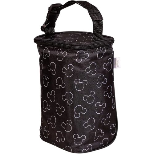 Disney Baby by J.L. Childress TwoCOOL Breastmilk Cooler - Double Baby Bottle & Food Bag - Ice Pack Included - Fits 2-4 Bottles - Insulated & Leak Proof Bottle Bag - Mickey Black