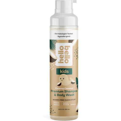Hello Bello Kids Shampoo and Body Wash, Gentle Hypoallergenic Formula, Vegan and Cruelty-Free, Creamy Coconut Scented, 10 fl oz