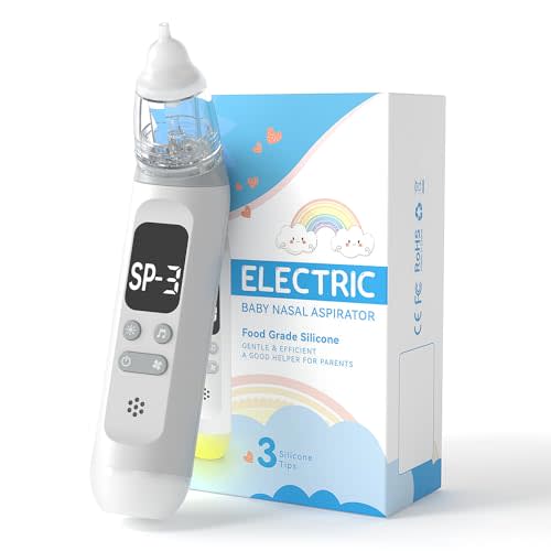 Nasal Aspirator for Baby, Electric Nose Sucker, 3 Levels Painless Soothing Suction, Night Light & Nursery Rhymes
