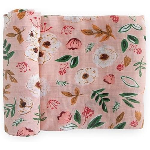 Little Unicorn Premium Cotton Swaddle Baby Blanket | Breathable Fabric | for swaddling, Play, Nursing & More (Vintage Floral)