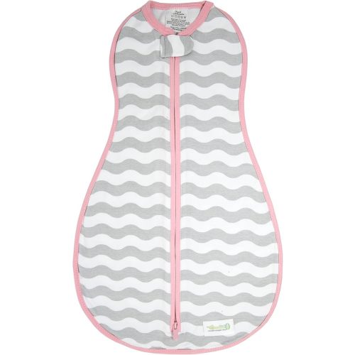 Woombie Original Baby Swaddling Blanket - Soothing, Cotton Baby Swaddle with Zipper - Wearable Newborn Blanket, Mod Waves, 5-13 lbs