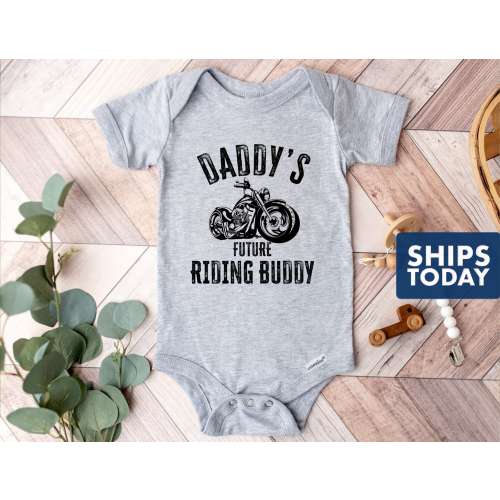 Daddy's Future Riding Buddy Onesie® - Baby Motorcycle Bodysuit - 100% Cotton