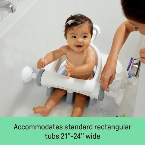 Summer Infant My Bath Seat for Sit-Up Baby Bathing, Sure & Secure Suction Cups, Backrest for Assisted Sitting, Easy Setup & Storage, Gray
