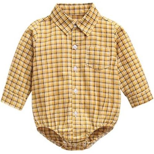 Fashion Cotton Baby Boy Bodysuits Cute Plaid Long Sleeve Infant Clothes Casual Autumn Clothing for Boys