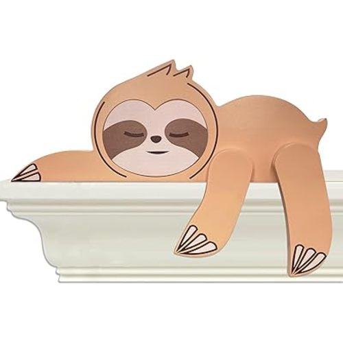 Woodland Nursery Decor for Baby, Sloth Decoration, Wooden Wilderness Sleeping Sloth, Safari Forest Decor for Classroom Bedroom Nursery Room Shelf (Sloth)