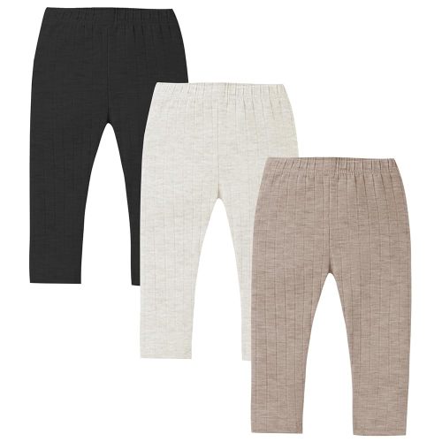 3 Pack Baby Girl Pants Soft Ribbed Leggings for Toddler Girl Newborn Cotton Bottoms Casual Playing Pull On Sweatpants