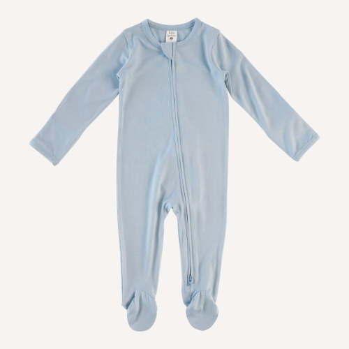 Long sleeve two way zipper footie | celestial blue | bamboo – kate quinn