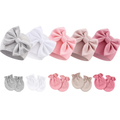 Amazon.com: BQUBO Newborn Baby Girls Hats Mittens Set Hospital Hat Beanie Infant Bow Hats Baby Cotton Gloves No Scratch Mittens: Clothing, Shoes & Jewelry