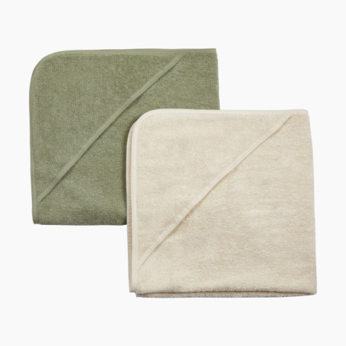 Tiny Kind Organic Hooded Towel 2-Pack - Desert Sage/Antique White, 0-24 M