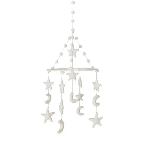 Pehr Classic Wool Felt Baby Mobile, Stargazer | Handmade Nursery Décor | Includes Gift Box | Ethical & Enchanting | 28” x 9”