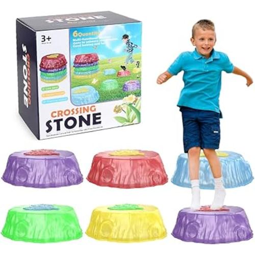 Light Up Stepping Stones for Kids, Non-Slip Light Up Balance Stepping Stones, Sensory Toddler Stepping Stones, Alance & Gross Motor Skills Game Toys, Non-Slip Toddler Balance Steps Stones