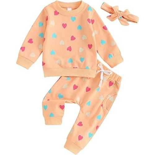 3Pcs Sweatsuit, Pants & Headband: 6-12M
