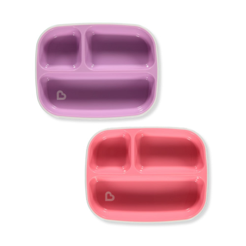 Munchkin Baby 2-Pack Non-Slip Plates - pink/purple, one size