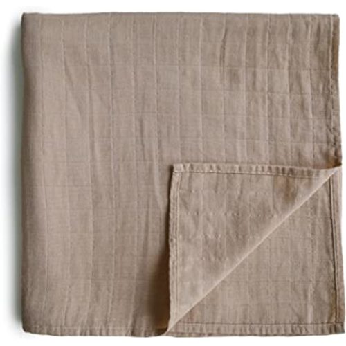 mushie Muslin Baby Swaddle Blanket | 100% Organic Cotton (Natural)