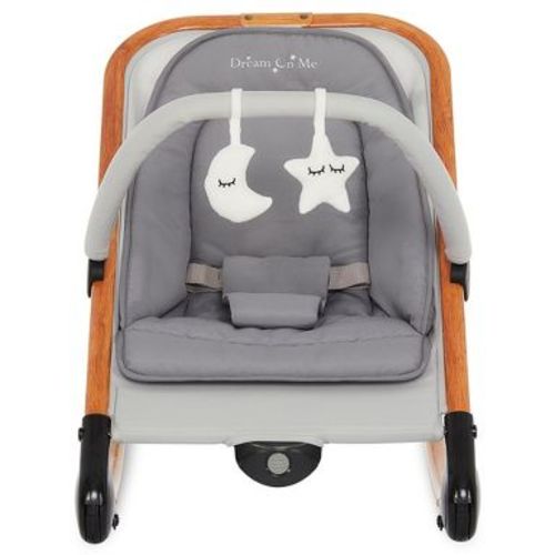 Dream On Me Rock With Me 2-In-1 Rocker And Stationary Seat, Compact Portable Infant Rocker with Removable Toy Bar Rocking Chair, Grey