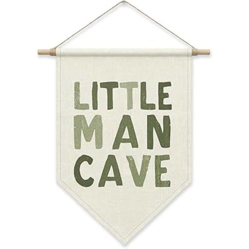 SHIEL-EVEN Little Man Playroom Nursery Wall Decor, Little Man Cave Pennant Flag Banner for Baby Boys Toddler Kids, Canvas Wall Art for Bedroom