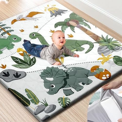 TINYHARBO Premium Foam Baby Play Mat 50x50 – Removable & Machine Washable Cover, Extra Thick Padding Playpen Mat, Non-Slip Crawling Mat, Easy to Clean for Infants, Toddlers & Babies