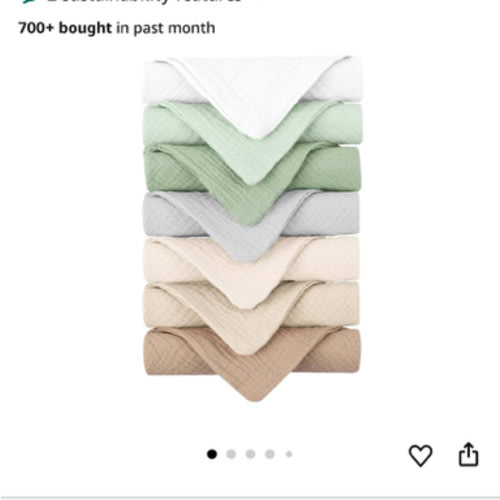 Konssy Baby Muslin Washcloths 7-Pack, 100% Cotton Baby Bath Washcloths, Soft & Absorbent Wash Cloths and Burp Cloths for Newborn Kids Girls & Boys, 11x11 inches