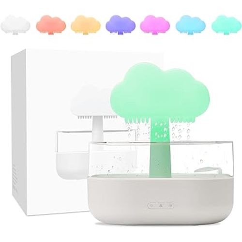 Rain Cloud Humidifier Water Drip, Mushroom Rain Lamp Waterfall, Aromatherapy Essential Oil Rain Diffuser, Raining Cloud Night Light with 7 Changing Colors for sleeping