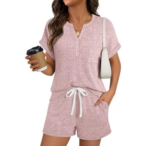 LILLUSORY Womens 2 Piece Summer Short Sets Lounge Outfits Spring Vacation Cruise Travel Resort Beach Loungewear Cute Pajamas