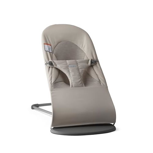 BabyBjörn Bouncer Balance Soft, Tri-Fabric, Sand Grey | 2-in-1 Adjustable Baby Bouncer Seat and Toddler Chair, Newborn to Toddler (8-29 lbs), 4 Positions, Lightweight & Portable