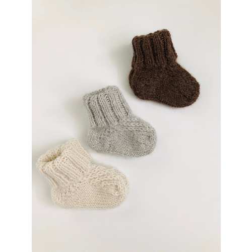Knit baby socks, alpaca wool socks for kids, white and brown handknit baby socks, newborn boy and girl socks, pure wool baby showers gift