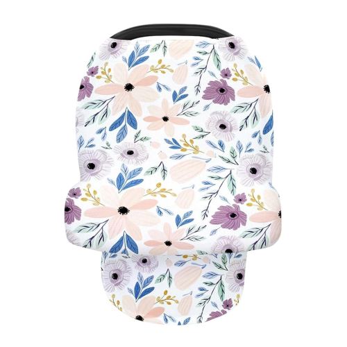 Car Seat Cover Nursing Breastfeeding Cover for Privacy Floral Print Carseat Canopy for Girls (Purple)