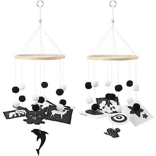 Baby Crib Mobile Black and White Mobile for Baby Baby Nursery Crib Mobile Black Baby Mobile Baby Handmade Mobiles Decor for Baby Shower Gifts Baby Cribs Ceiling Hanging Decorations 2 Styles