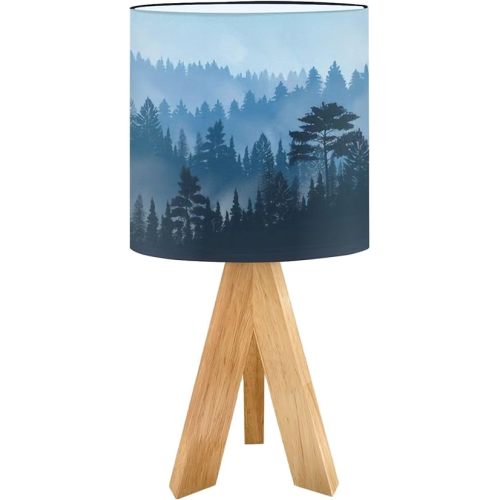Cute Kids Bedside Desk Table Lamp Evening Tops Trees Pine Forest Children Nightstand Lamp, Tripod Small Night Lights Linen for Nursery Room Bedroom Dorm Decor